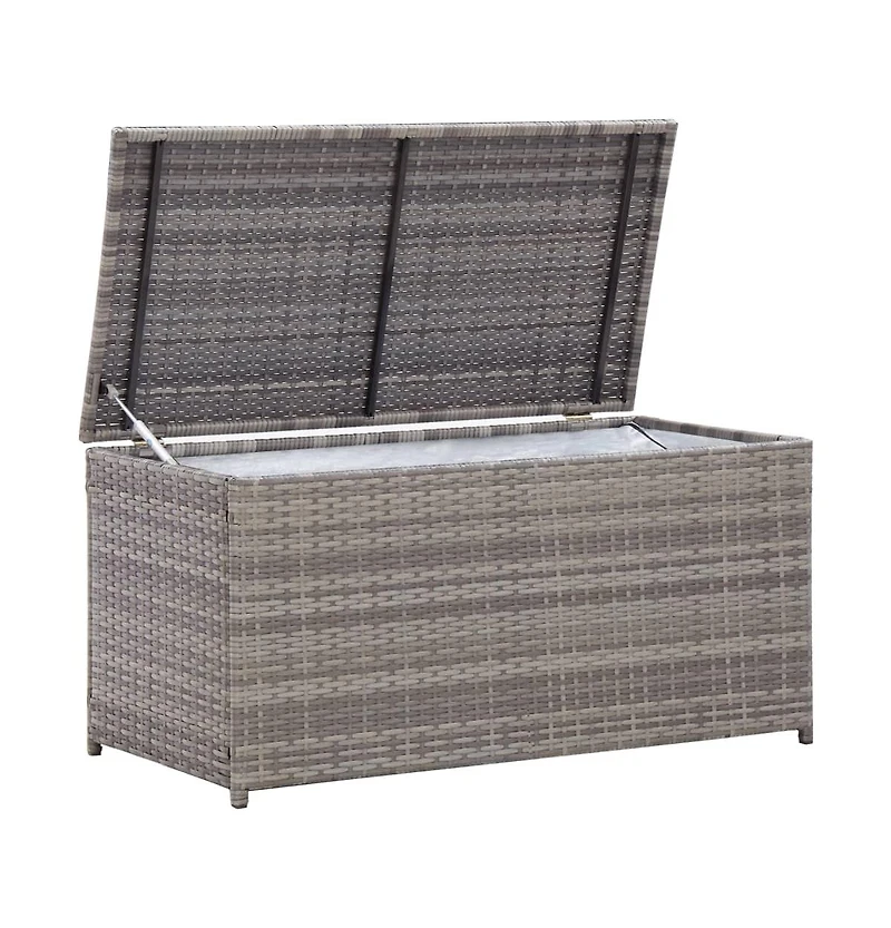 vidaXL Patio Storage Box Poly Rattan 39.4"x19.7"x19.7" Gray
