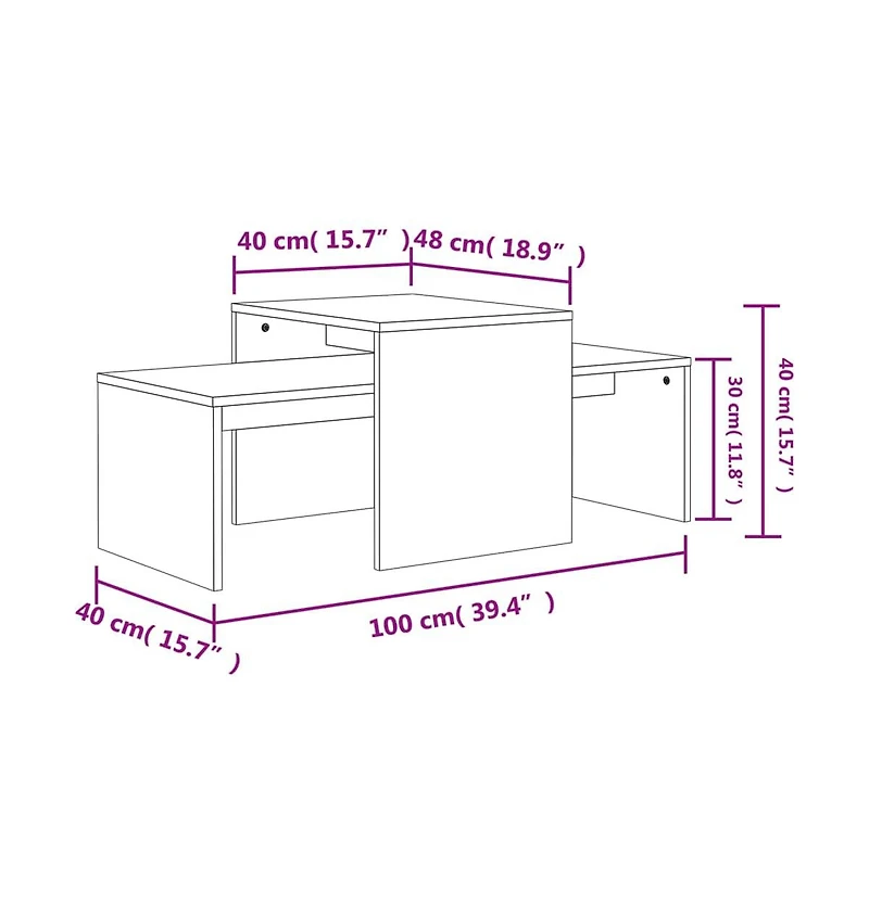 Coffee Table Set Sonoma Oak 39.4"x18.9"x15.7" Engineered Wood