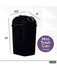 Superio Mini 1.25 Gallon Plastic Trash can with Swing Top Lid