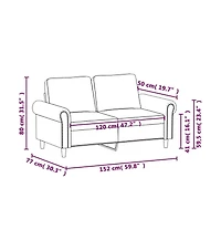 vidaXL 2-Seater Sofa Light Gray 47.2" Velvet