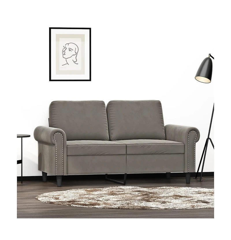 vidaXL 2-Seater Sofa Light Gray 47.2" Velvet