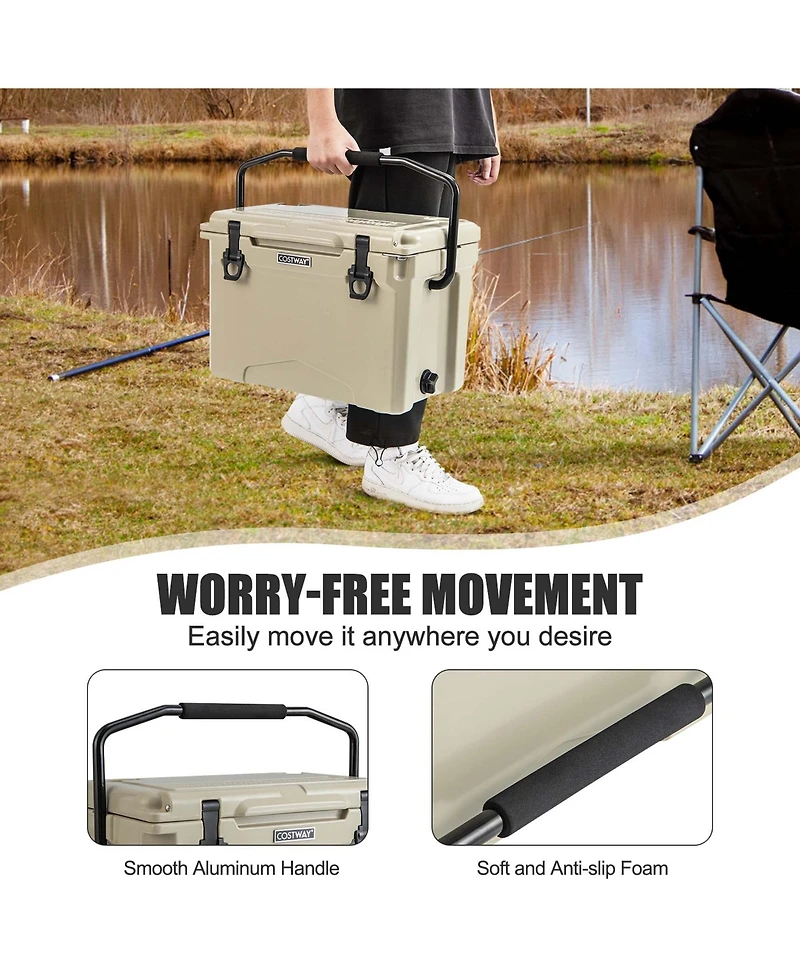 25 Qt Portable Cooler Rotomolded Ice Chest Insulated Box
