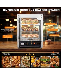 WeChef 15" Commercial Countertop Food 3-Tier Pizza Warmer with Led Adjustable Lighting Food Heater Display Case Stainless Steel for Buffet Restau