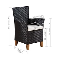 Patio Chairs with Cushions 2 pcs Poly Rattan Black