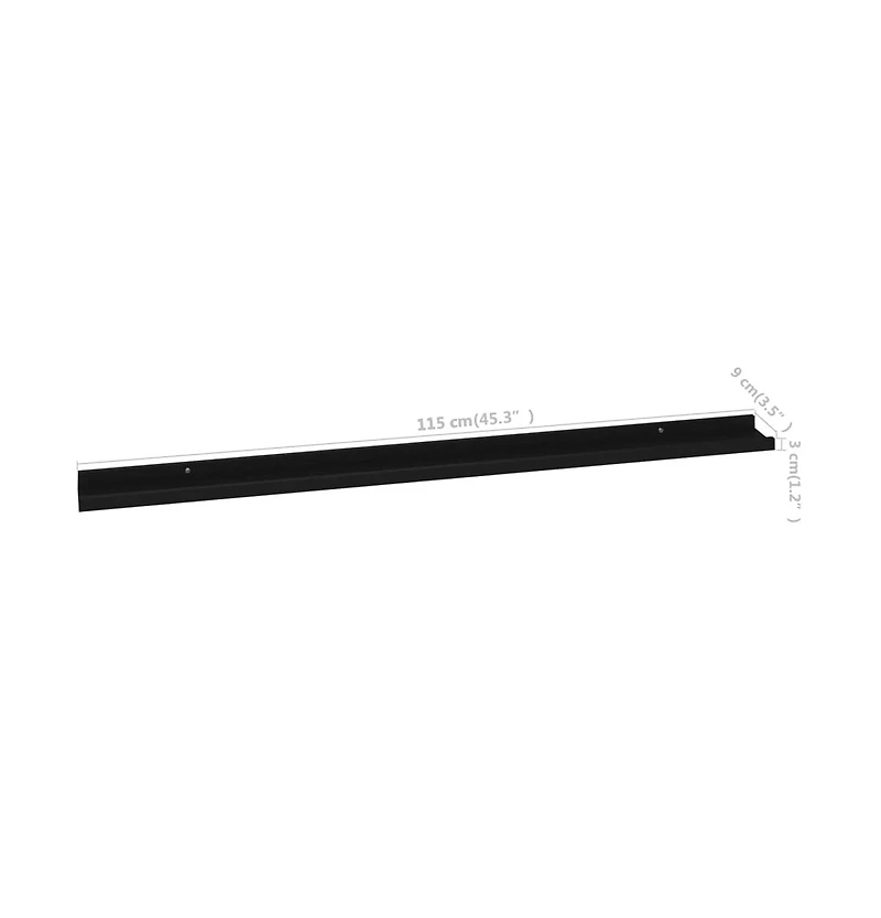 vidaXL Wall Shelves 2 pcs Black 45.3"x3.5"x1.2"