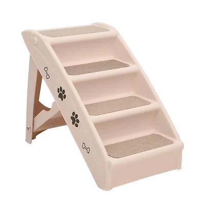 vidaXL Folding Dog Stairs Cream 24.4"x15.7"x19.5"