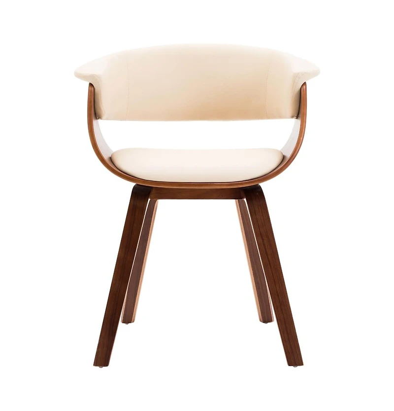Dining Chair Cream Bent Wood and Faux Leather