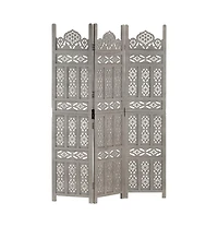 vidaXL Hand carved 3-Panel Room Divider 47.2"x65" Solid Mango Wood