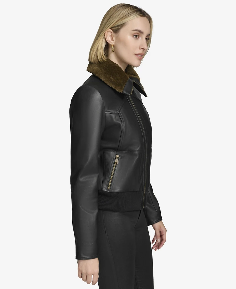 Andrew Marc Black Label Women's Evie Aviator-Style Leather Jacket