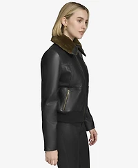 Andrew Marc Black Label Women's Evie Aviator-Style Leather Jacket
