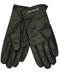 Michael Kors Women's Logo Detail Leather Tech Gloves