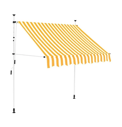 Manual Retractable Awning 59" Orange and White Stripes