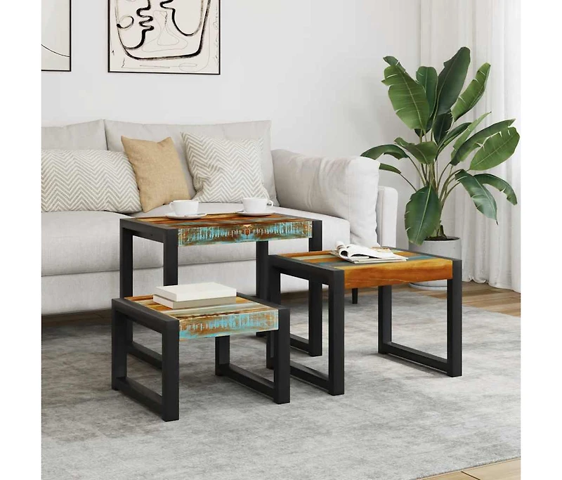 Three Piece Nesting Tables Solid Reclaimed Wood