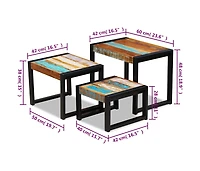 Three Piece Nesting Tables Solid Reclaimed Wood