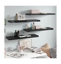 Floating Wall Shelves 4 pcs High Gloss Black 31.5"x9.3"x1.5" Mdf