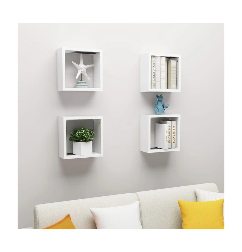 vidaXL Wall Cube Shelves 4 pcs White 11.8"x5.9"x11.8"