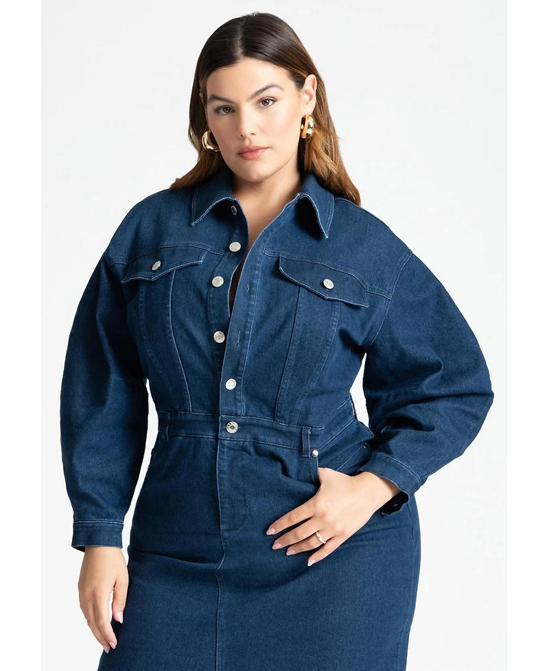 Eloquii Plus Oversized Denim Midi Dress