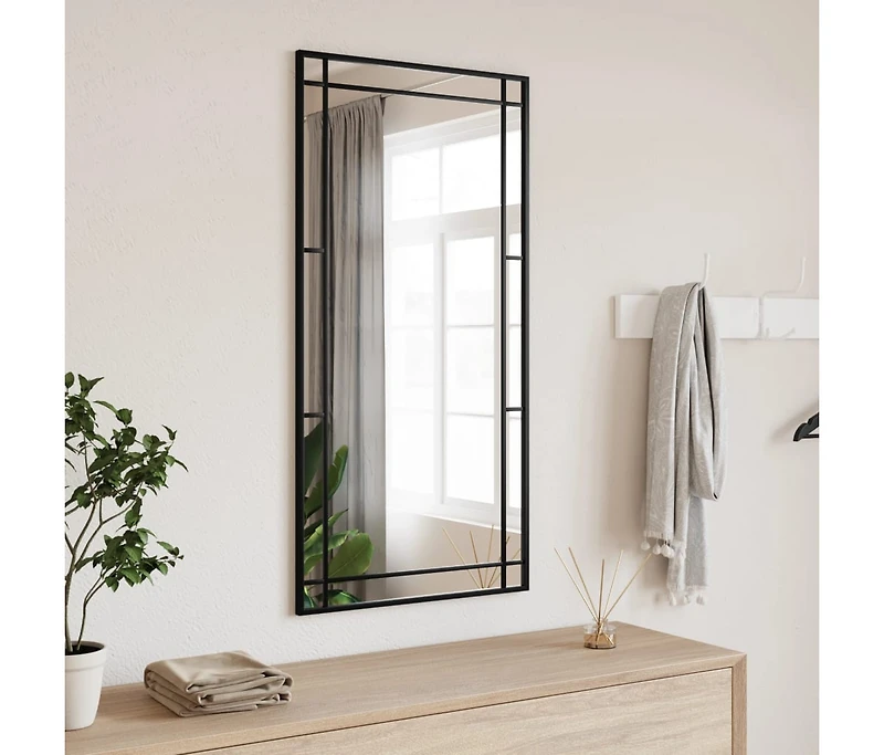 vidaXL Wall Mirror Black 19.7"x39.4" Rectangle Iron