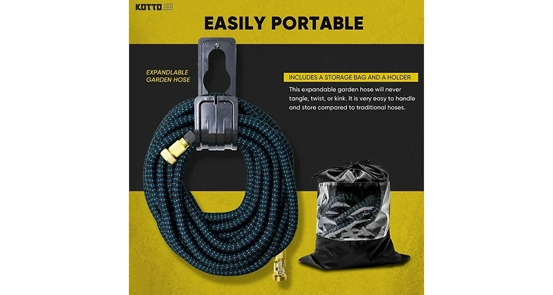 Kotto 100' Expandable Water Garden Hose: 10 Spray Nozzles, Solid Brass Connector