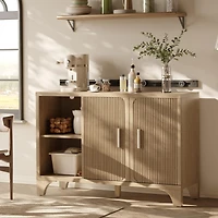 Sugift 48 Inch Farmhouse Console Table with 2 Drawers and Open Storage Shelf for Hallway