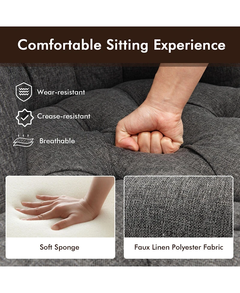 Sugift Set of 2 Upholstered Armless Slipper Chairs with Beech Wood Legs-Gray