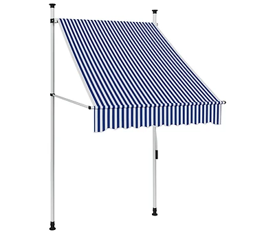 Manual Retractable Awning 39.4" Blue and White Stripes