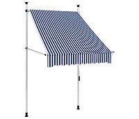 Manual Retractable Awning 39.4" Blue and White Stripes