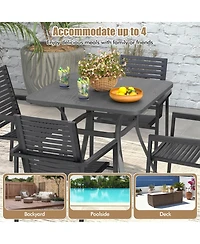 32 Inch Patio Dining Table Metal Square Table for Dining with 4 Curved Legs-Gray
