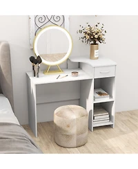 Computer Desk Modern Laptop Pc Desk with Adjustable Shelf and Cable Hole-White