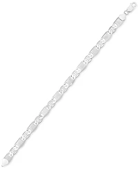 Italian Silver Men's Textured Mixed Mariner Link Chain Bracelet in 14k Gold-Plated Sterling Silver