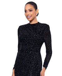 Betsy & Adam Women's Rhinestone Mesh Gown