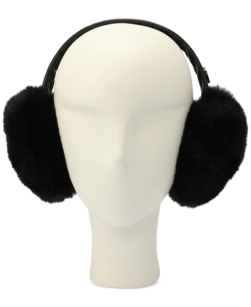 Michael Michael Kors Logo Charm Croc-Embossed Fuzzy Ear Warmers