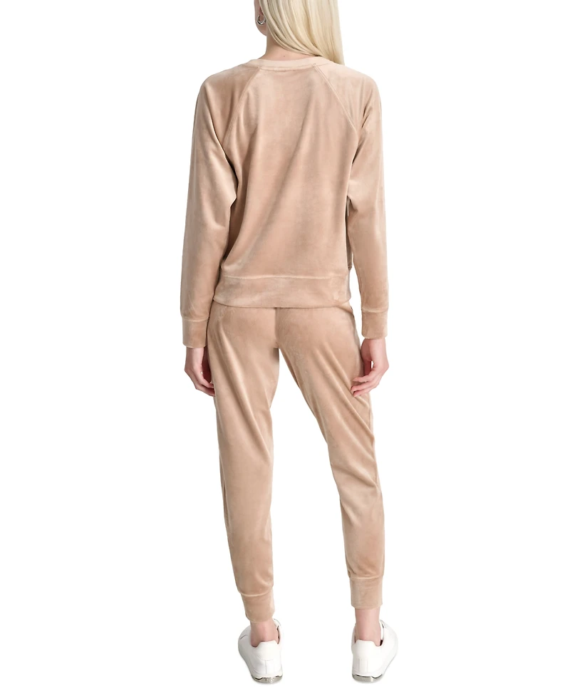 Dkny Women's Platinum Velour Crewneck Sweatshirt