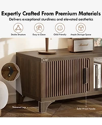 Sugift Mid-Century Tv Stand for 32–65" TVs with Fluted Doors & Cable Management