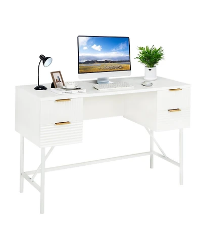 48 Inch Home Office Computer Desk with 4 Drawers-White