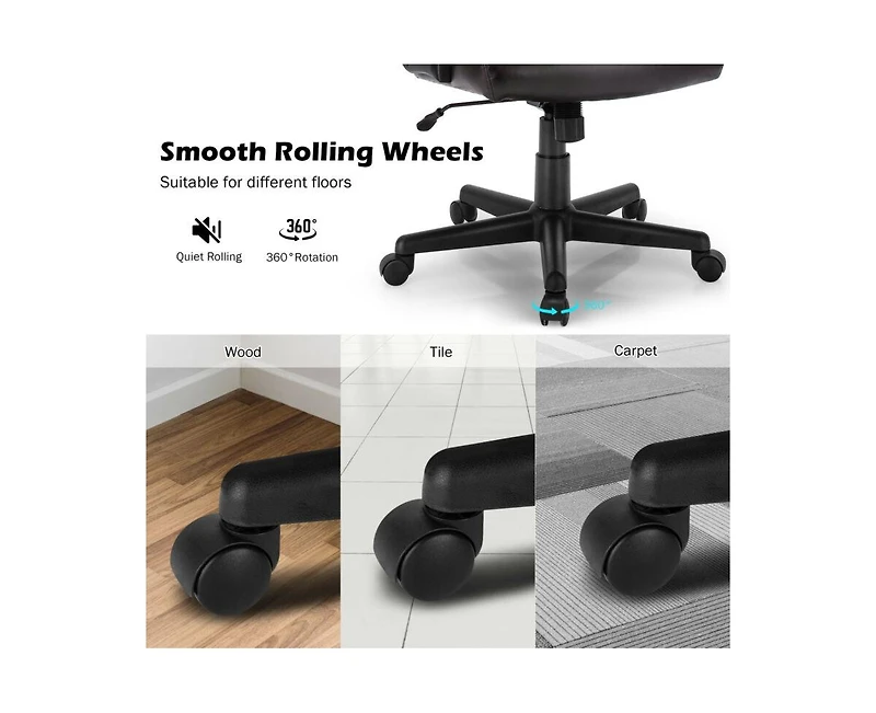 Skonyon Adjustable Leather Executive Office Chair Computer Desk Chair with Armrest