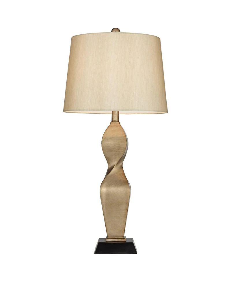 Possini Euro Design Helen 30" Tall Twist Sculptural Large Modern End Table Lamp Gold Finish Single Living Room Bedroom Bedside