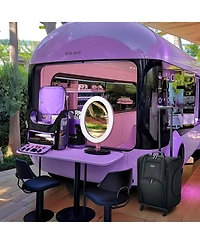Byootique Rolling Makeup Train Case & Backpack Kit w/ 7 Toiletry Bags Artist