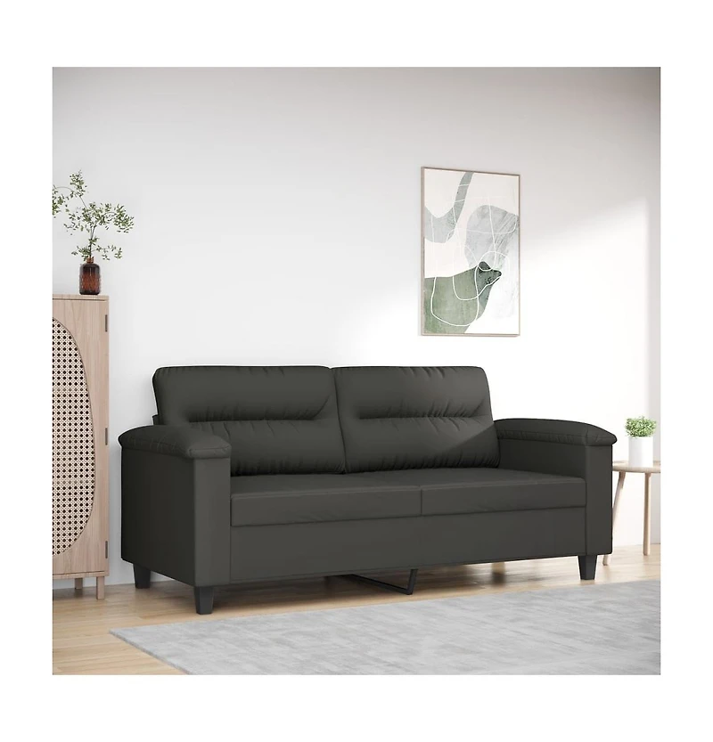 vidaXL 2-Seater Sofa Dark Gray 55.1" Microfiber Fabric