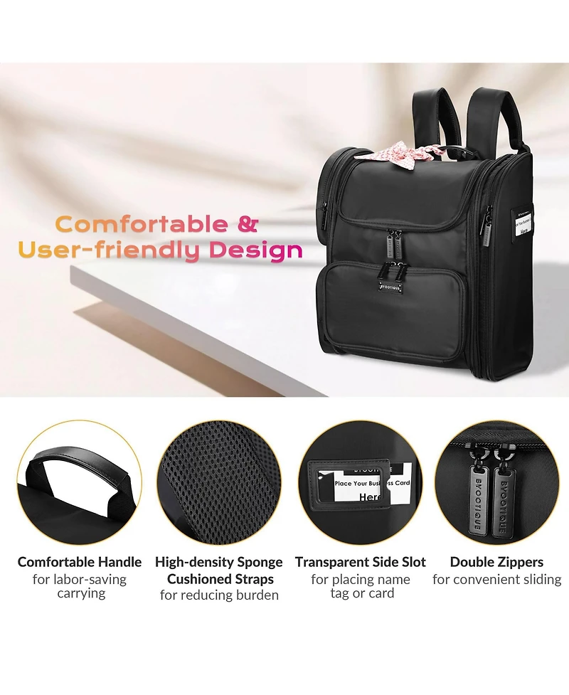 Byootique Portable Soft Sided Makeup Backpack Travel Barber Cosmetic Storage Organizer Travel with Removable Pouch for Makeup Artist Hairstylist, Purp