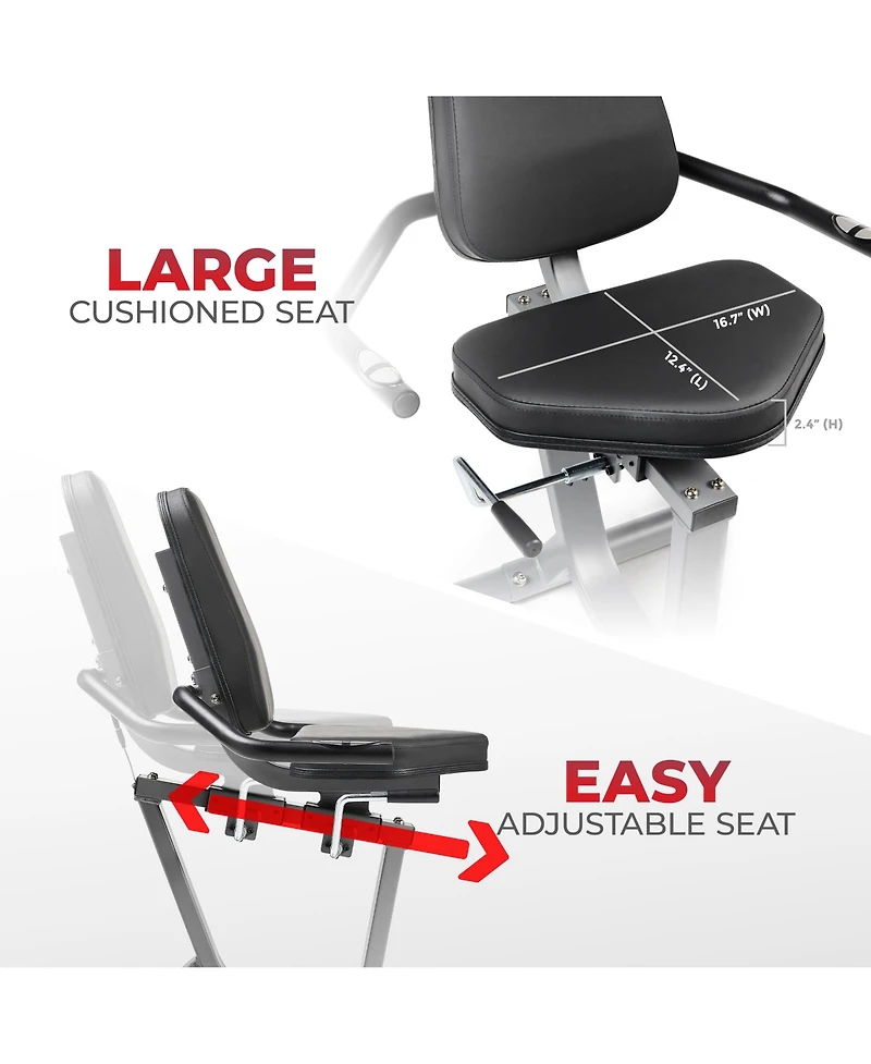 Sunny Health & Fitness Compact Performance Recumbent Bike with Dual Motion Arm Exercisers & Exclusive SunnyFit App Enhanced Bluetooth Connectivity