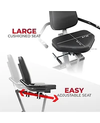 Sunny Health & Fitness Compact Performance Recumbent Bike with Dual Motion Arm Exercisers & Exclusive SunnyFit App Enhanced Bluetooth Connectivity