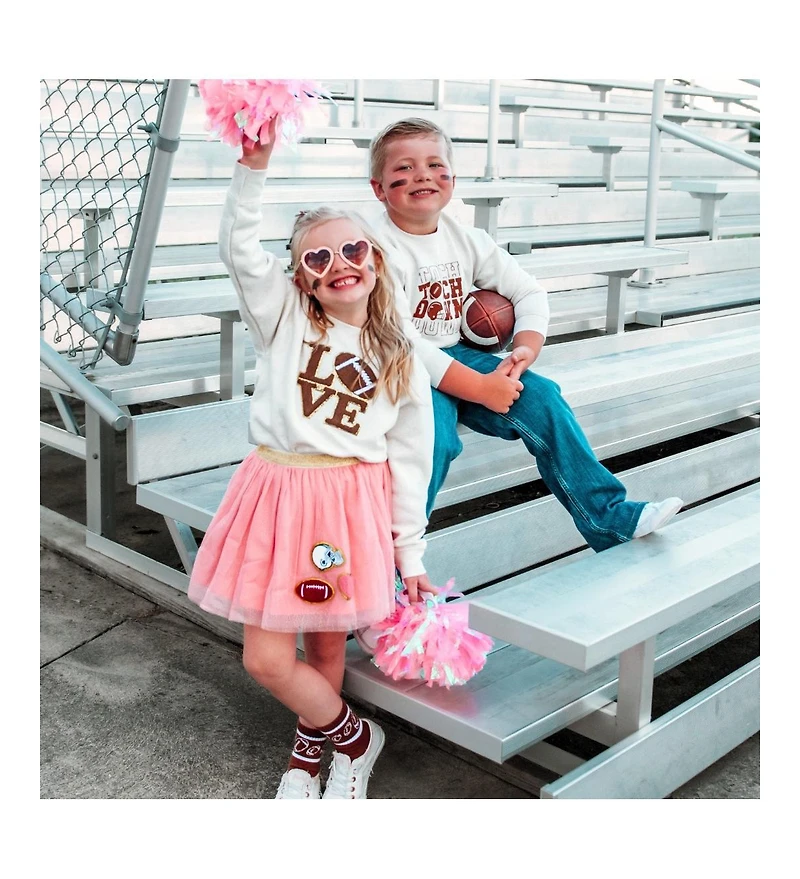 Sweet Wink Baby Girls Football Love Patch Sweatshirt