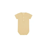 Vild House of Little Baby Ss Organic Cotton Henley Bodysuit - Sandstone