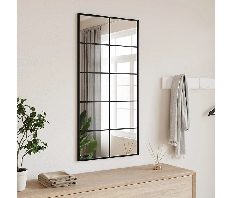 vidaXL Wall Mirror Black 19.7"x39.4" Rectangle Iron