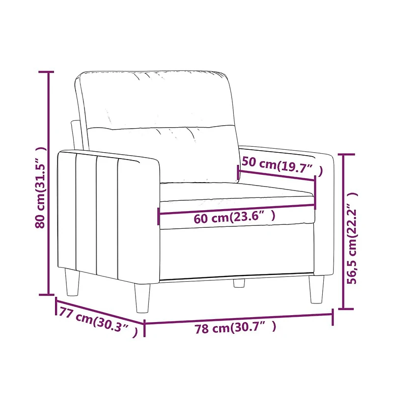 vidaXL Sofa Chair Black 23.6" Fabric