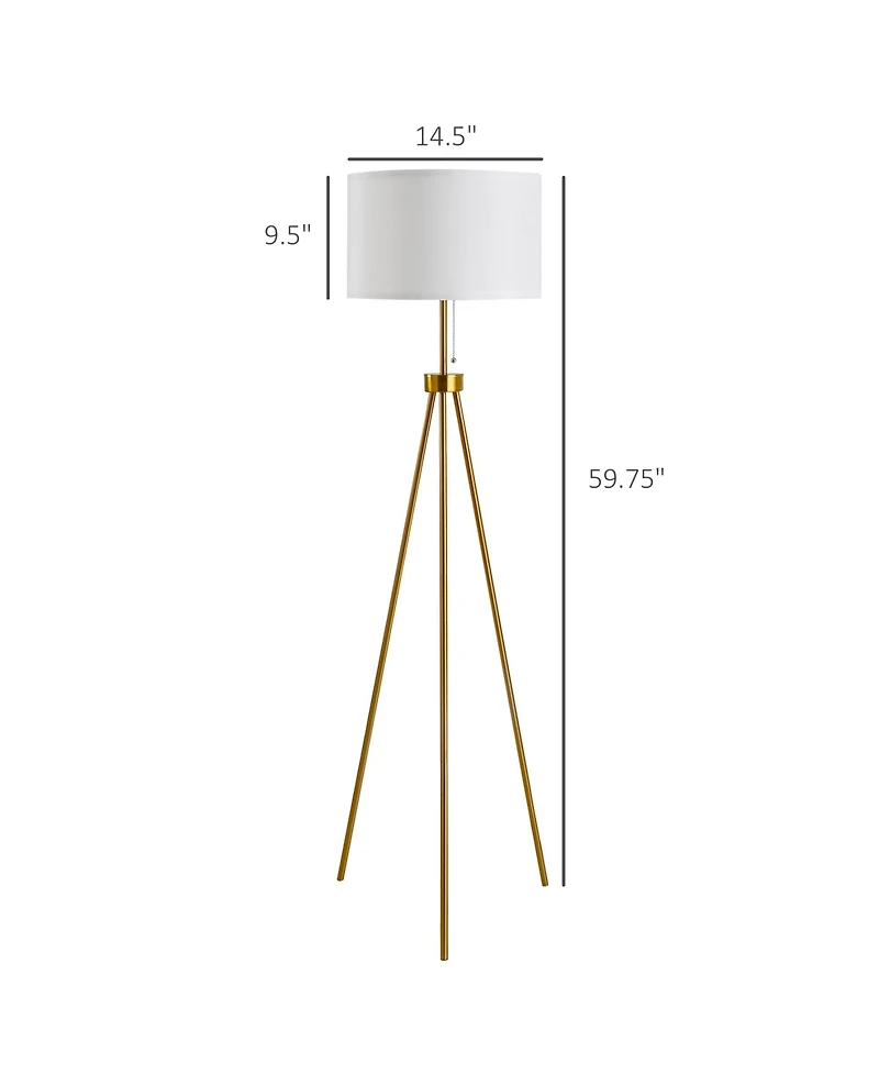 Homcom 59.75" Sding Floor Lamp Fabric Lampshade Steel Tripod,