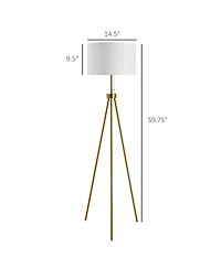 Homcom 59.75" Sding Floor Lamp Fabric Lampshade Steel Tripod,