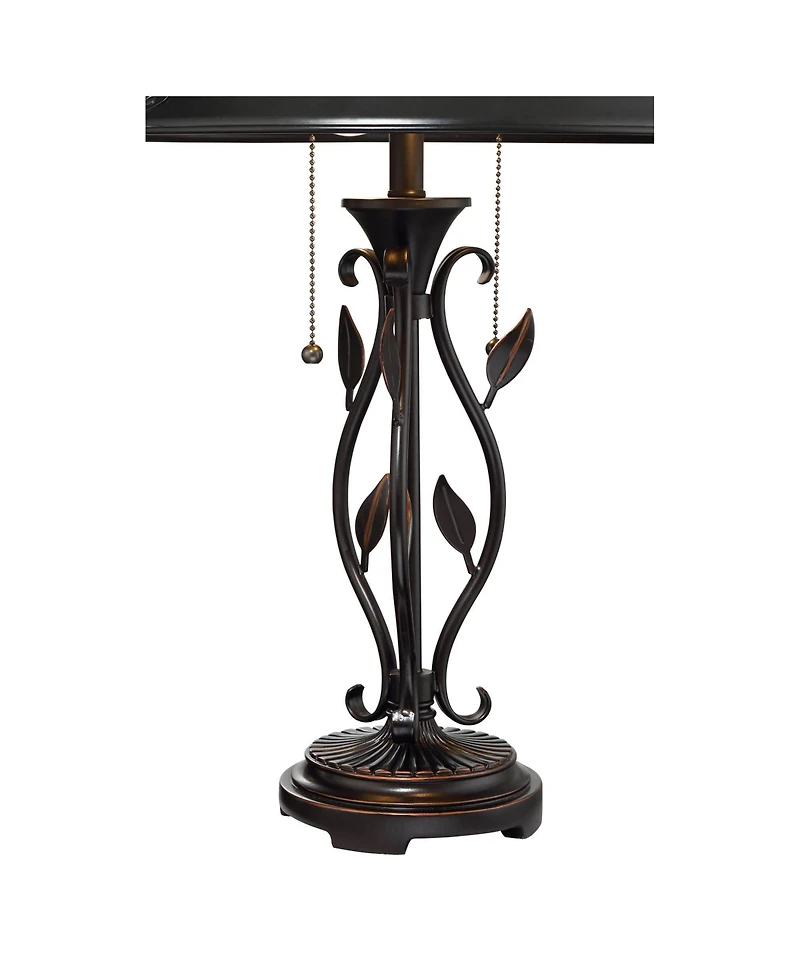 Franklin Iron Works Feuille Country Cottage Table Lamp 23 3/4" High Metal Openwork Leaf Mica Shade for Bedroom Living Room Bedside Nightstand Off
