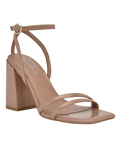 Calvin Klein Women's Sassa Block Heel Square Toe Dress Sandals